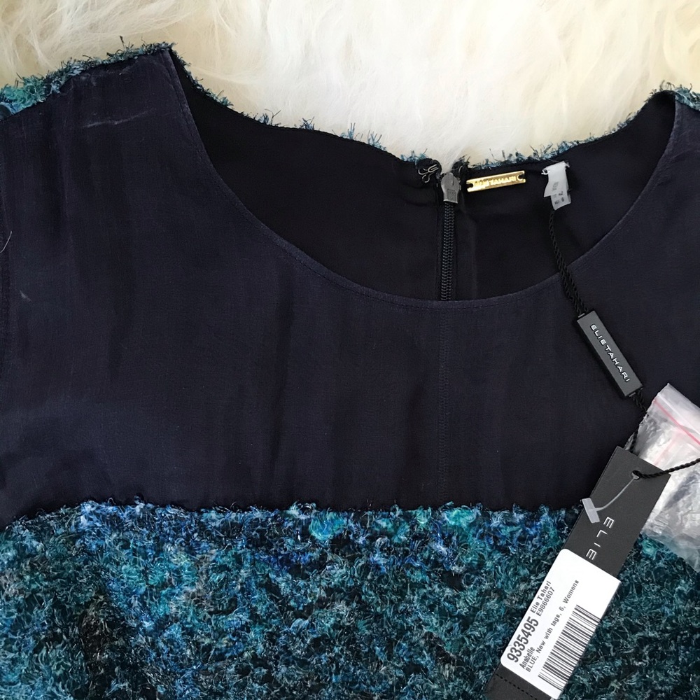 ELIE TAHARI ANABELLE EMBELLISHED FEATHER DRESS - Picture 6 of 8